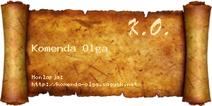 Komenda Olga névjegykártya